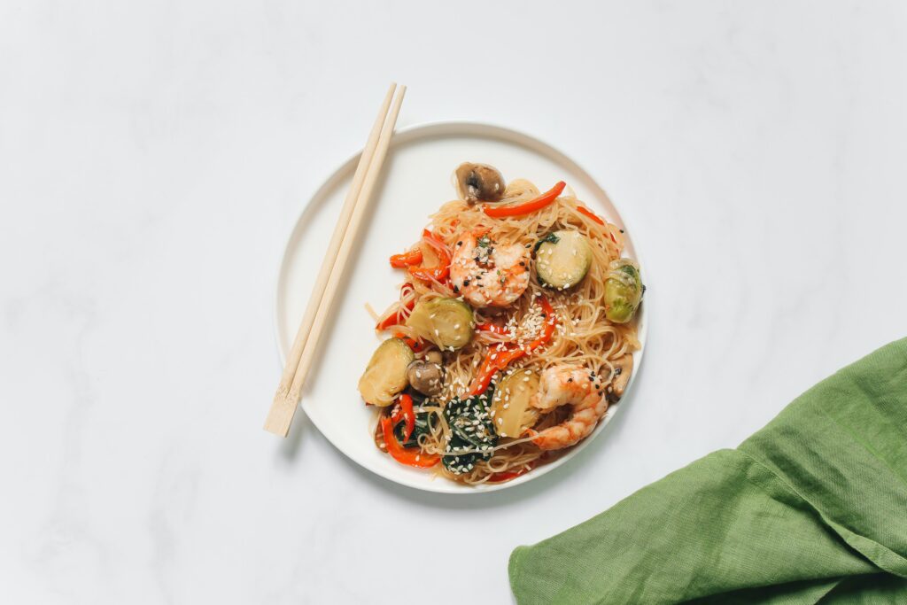 Pasta con gambas